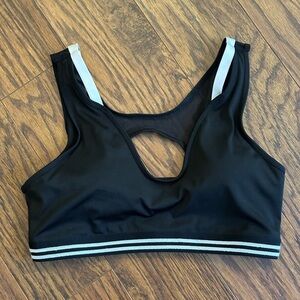 Lacoste Black and White Sports Bra with Racerback Design